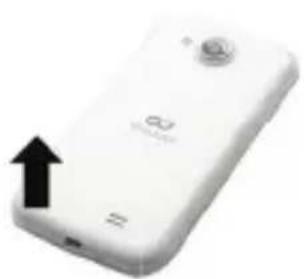 White mobile phone with a black upward arrow indicating speed (no visible text or symbols)