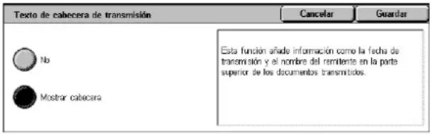 XEROX WorkCentre 5225A - Texto de cabecera de transmisión - 1