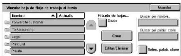 XEROX WorkCentre 5225A - Pantalla [Seleccionar hoja de flujo de trabajo] - 1