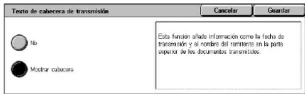 XEROX WorkCentre 5225A - Texto de cabecera de transmisión - 1