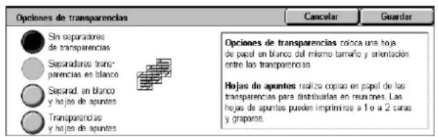 XEROX WorkCentre 5225A - Opciones de transparencias - 1