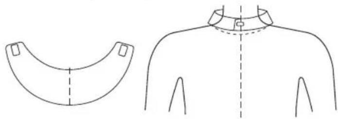 Technical line drawing of a garment collar and front view (no text or symbols)