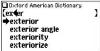 Oxford American Dictionary: [exter] → exterior, exterior angle, exteriority, exteriorize