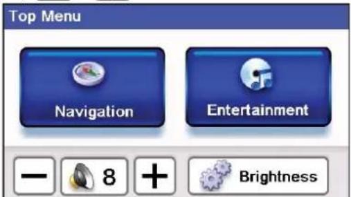 Top Menu Navigation Entertainment - 8 + Brightness