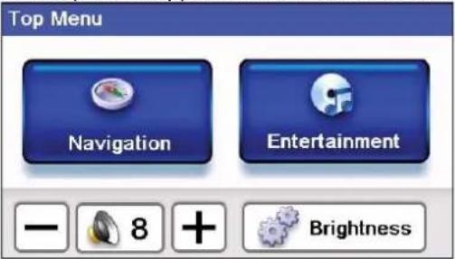 Top Menu Navigation Entertainment - 8 + Brightness