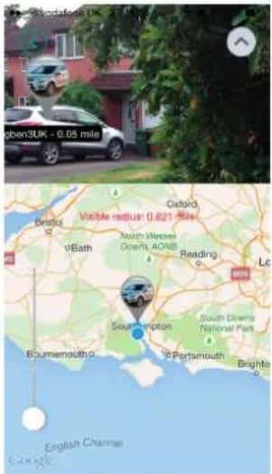 London-Edinburgh UK 0.05 mile Visible radius: 0.621 mile Bristol Bath North Wessler Downs AONE Reading LC Southampton Bournemouth Portsmouth South Downs National Park Brighto English Channel Google