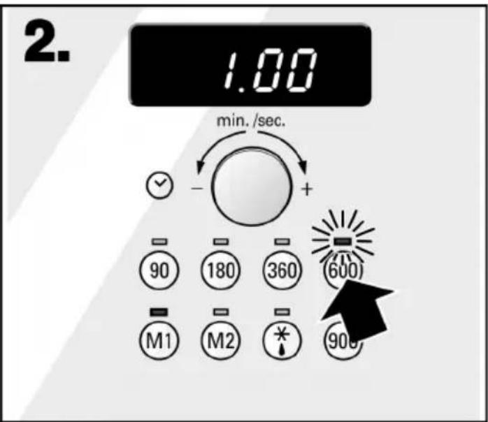 2. 1.00 min./sec. + - + 90 180 360 (600) - M1 M2 * 900