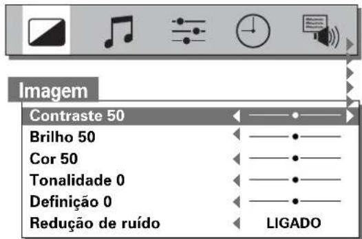 Imagem Contraste 50 Brilho 50 Cor 50 Tonalidade 0 Definição 0 Redução de ruído LIGADO