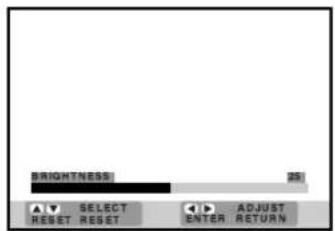 RIGHTNESS RESET RESET SELECT ENTER ADJUST RETURN