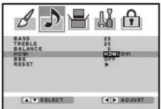 BASS TREELE BALANCE HOME BEE RESET 2S 2S 0 HOME DVI OFF SELECT ADJUST