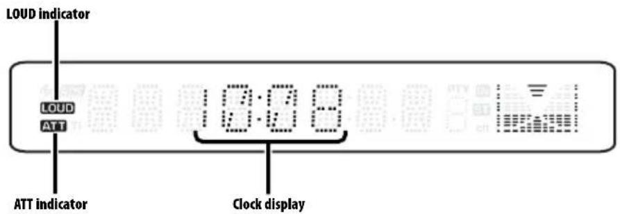 LOUD indicator LOUD ATT 1:0:08 ATT indicator Clock display