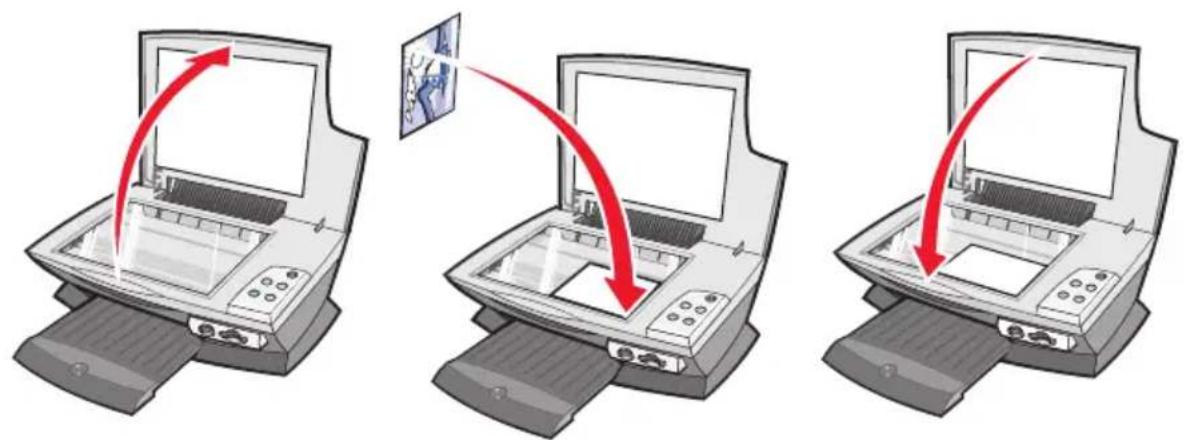 LEXMARK 3100 Series All-In-One - Colocación del documento sobre el cristal del escáner - 1