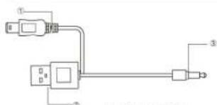 Diagram showing three connected components with labeled parts 1, 2, and 3