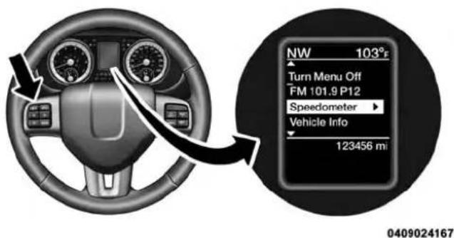 NW 103° Turn Menu Off FM 101.9 P12 Speedometer Vehicle Info 123456 mi 0409024167