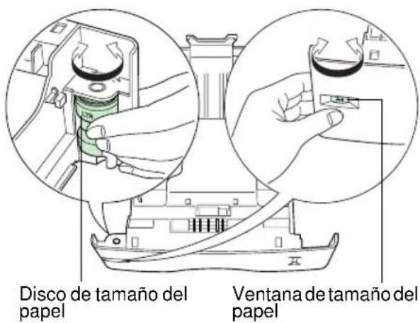 Disco de tamaño del papel Ventana de tamaño del papel