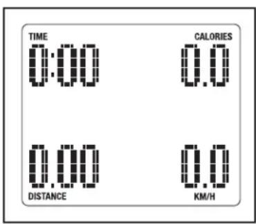 TIME 0.00 CALORIES 0.0 DISTANCE KM/H