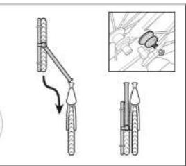 Diagram illustrating mechanical assembly with labeled parts and directional arrow, including inset detail of a mechanical component.