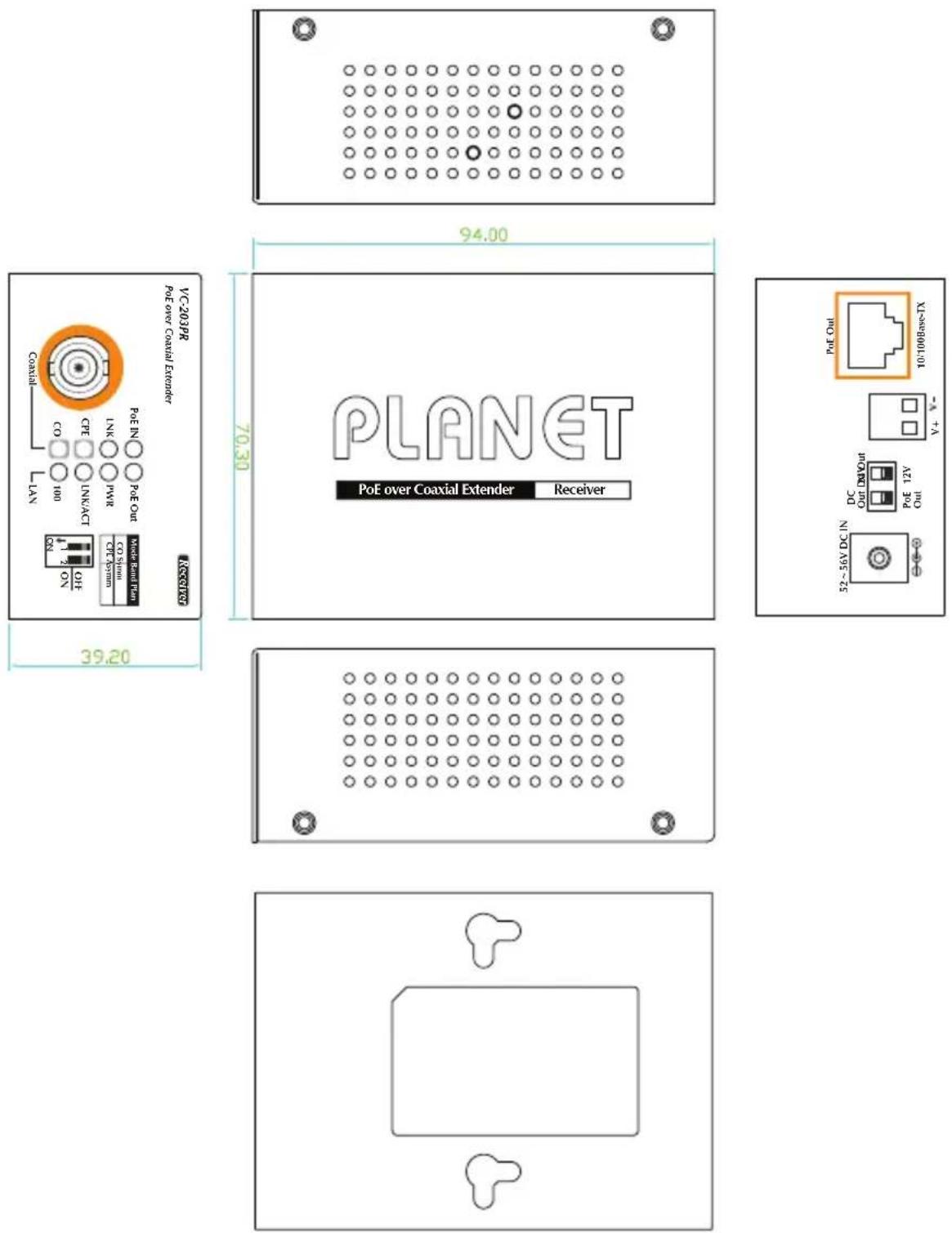 Planet VC-203PT - Physical Dimensions - 2