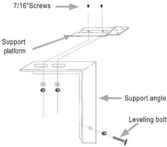 7/16" Screws Support platform Support angle Leveling bolt