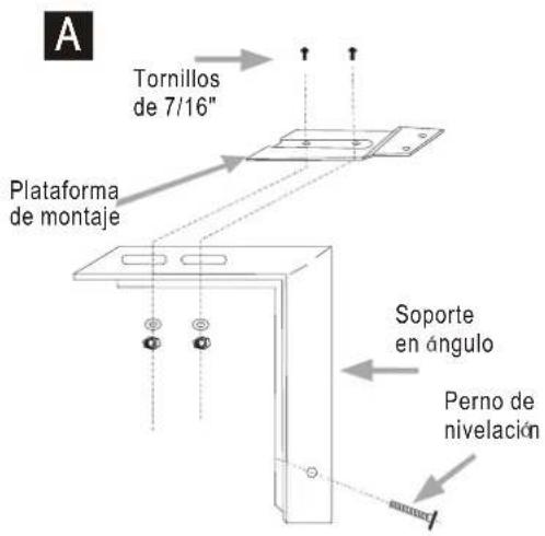A Tornillos de 7/16" Plataforma de montaje Soporte en ángulo Perno de nivelación