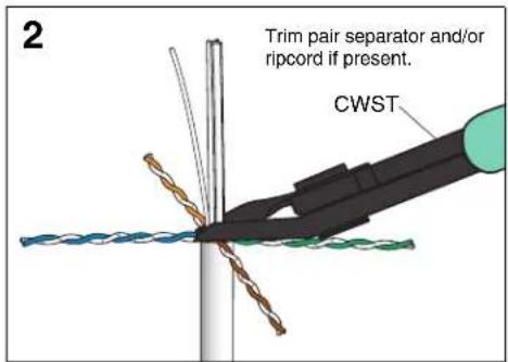 Trim pair separator and/or ripcord if present. CWST