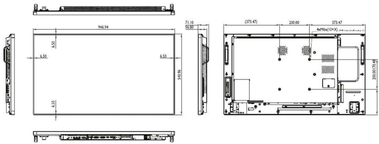 AG Neovo PD-55 - PD-42 Dimensions - 1