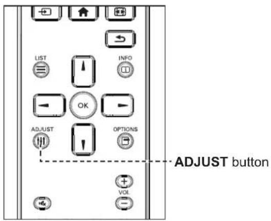 LIST INFO OK ADJUST OPTIONS ADJUST button VOL