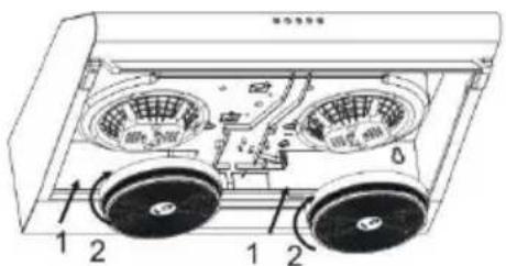 Technical diagram of a vehicle air conditioning unit with labeled components and numbered parts