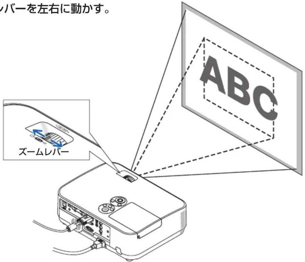NEC ME401WJL - 投写画面の大きさの調整(ズームレバー) - 1