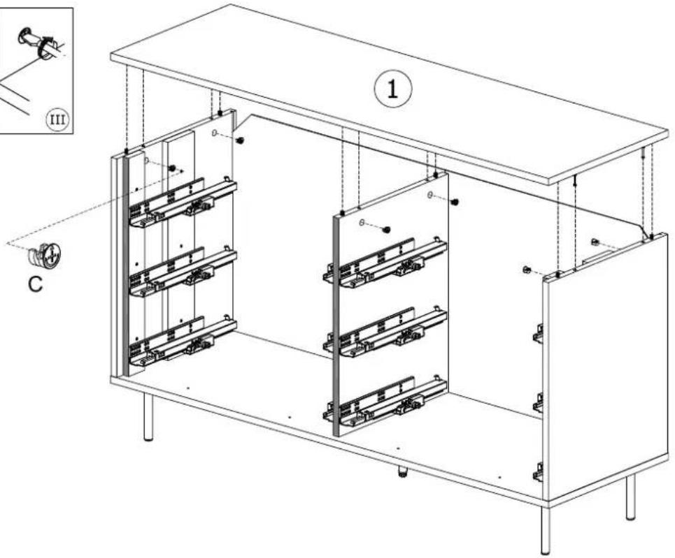 Technical diagram of a multi-level electrical enclosure with labeled components and wiring connections
