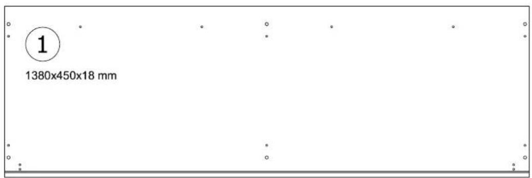 ① 1380x450x18 mm