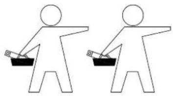 Two stick figures holding objects, no text or symbols present