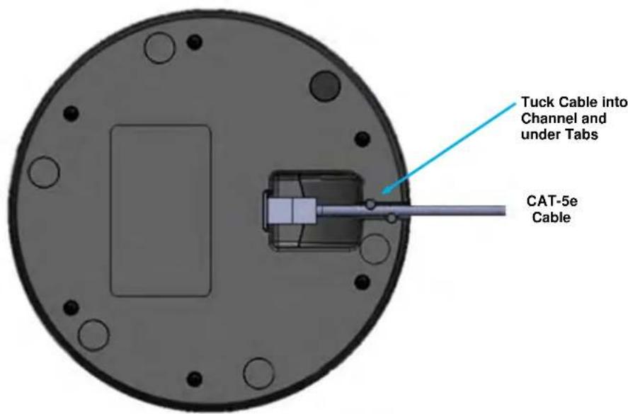 Tuck Cable into Channel and under Tabs CAT-5e Cable