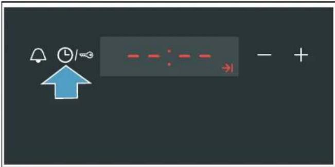 User interface icons including alarm, timer, and directional arrows on a dark background