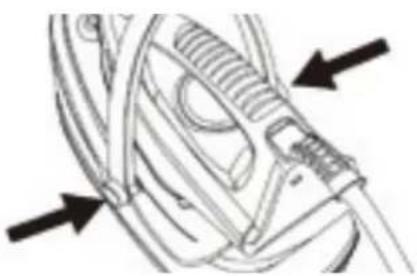 Technical line drawing of a mechanical component with arrows indicating direction (no text or symbols)