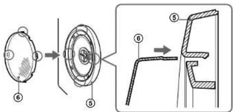Technical diagram showing mechanical assembly steps with numbered components and cross-sectional views