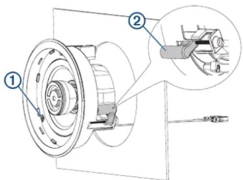 Technical diagram of a mechanical assembly with labeled parts and an inset showing a close-up view of a component.