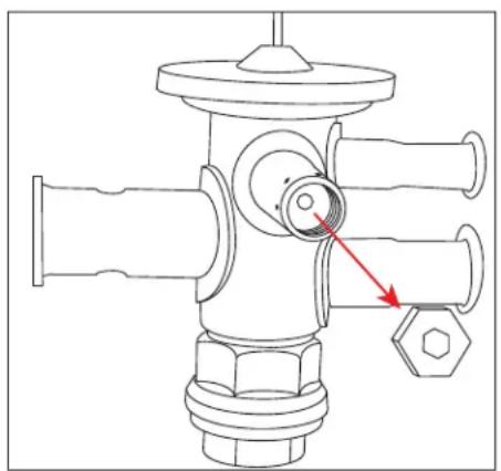 Technical line drawing of a mechanical valve or fitting with no visible text or symbols