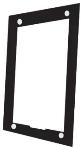 Simple black rectangular frame with four corner dots, no text or symbols present