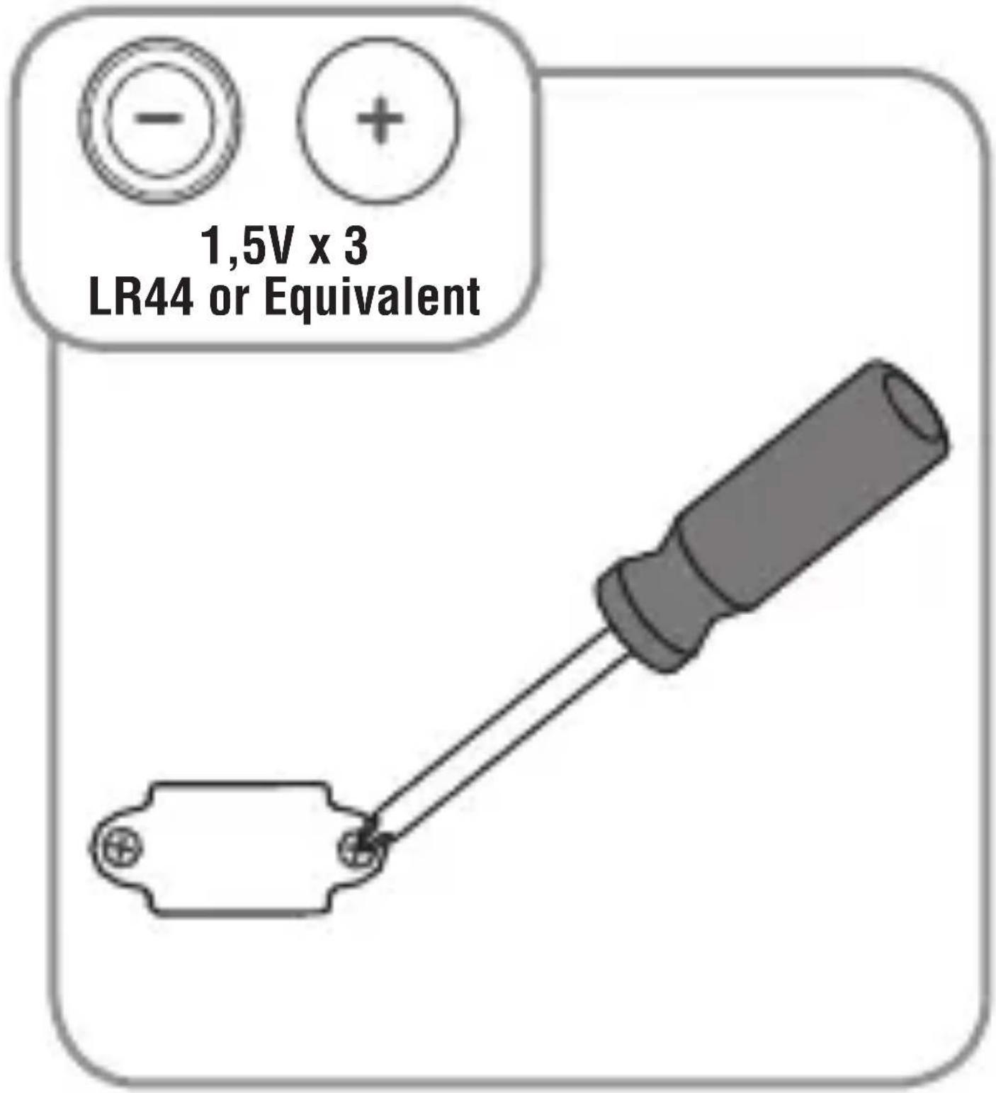 1,5V x 3 LR44 or Equivalent