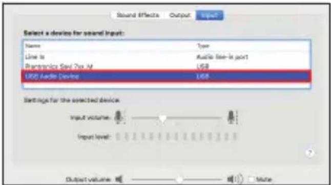 Sound Effects Output Input? Select a device for sound Input: Name Type Line to Audio file is port Prontronics Sci7 Pro M USB Audio Device USB Settings for the selected device: Input volume: Input level: Output volume: Mode