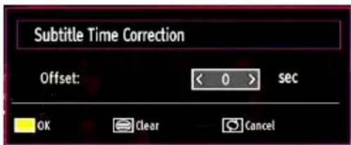 Subtitle Time Correction Offset: < 0 > sec OK Clear Cancel