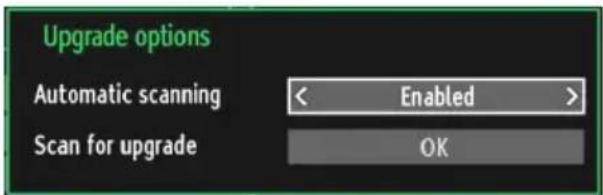 Upgrade options Automatic scanning < Enabled > Scan for upgrade OK