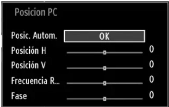 Posicion PC Posic. Autom. OK Posición H 0 Posición V 0 Frecuencia R... 0 Fase 0