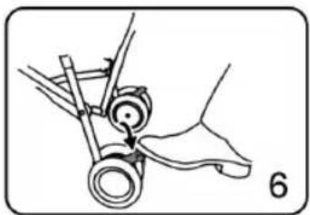 Illustration of a hand operating a bicycle wheel (no text or symbols)