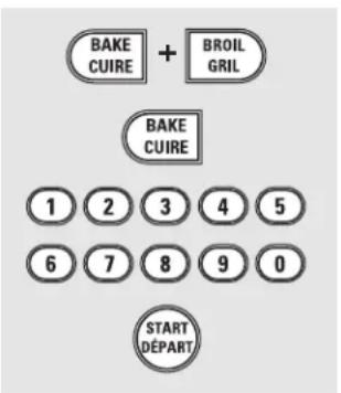 BAKE CUIRE + BROIL GRIL BAKE CUIRE 1 2 3 4 5 6 7 8 9 0 START DÉPART