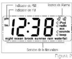pm tm. 12:38 night ocean brook sunrise rain waterfall Sonios de la Naturales Iconos de Alama Pod radio aux sounds beep Figure 2