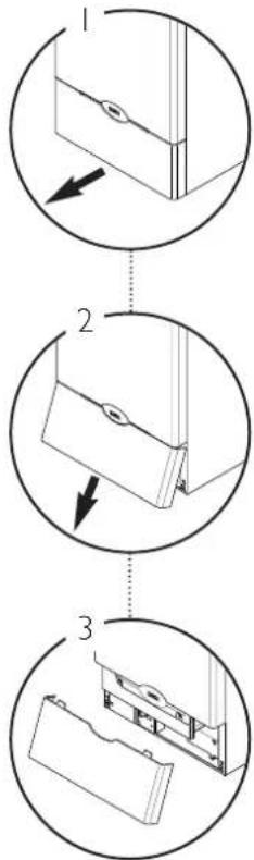 Diagram illustrating three-step installation or assembly process with labeled steps and directional arrows