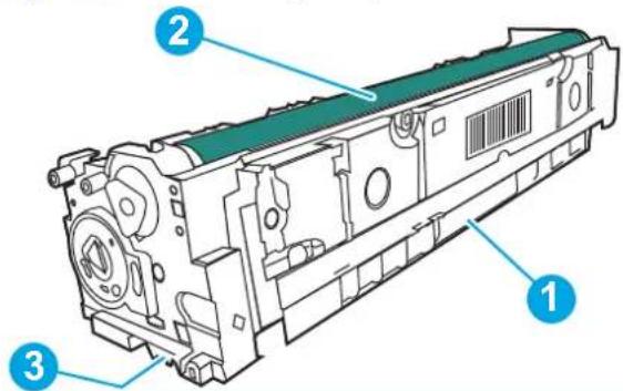 Technical diagram of a mechanical assembly with numbered components labeled 1, 2, and 3.