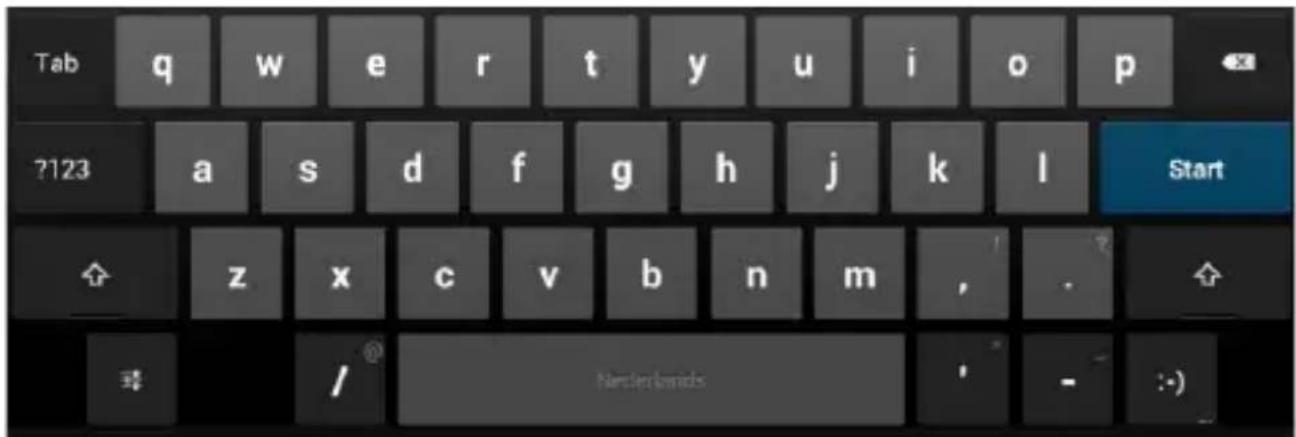 Tab q w e r t y u i o p ?123 a s d f g h j k l Start z x c v b n m , . / Netherlands